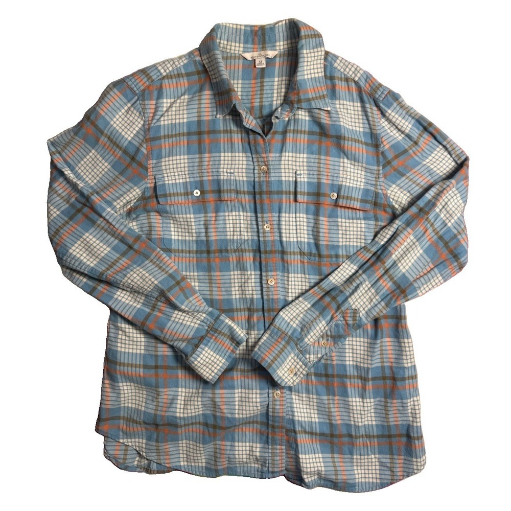 L.L. Bean Women's Signature Camp Flannel Shirt Size 12 Multicolor Cotton EUC